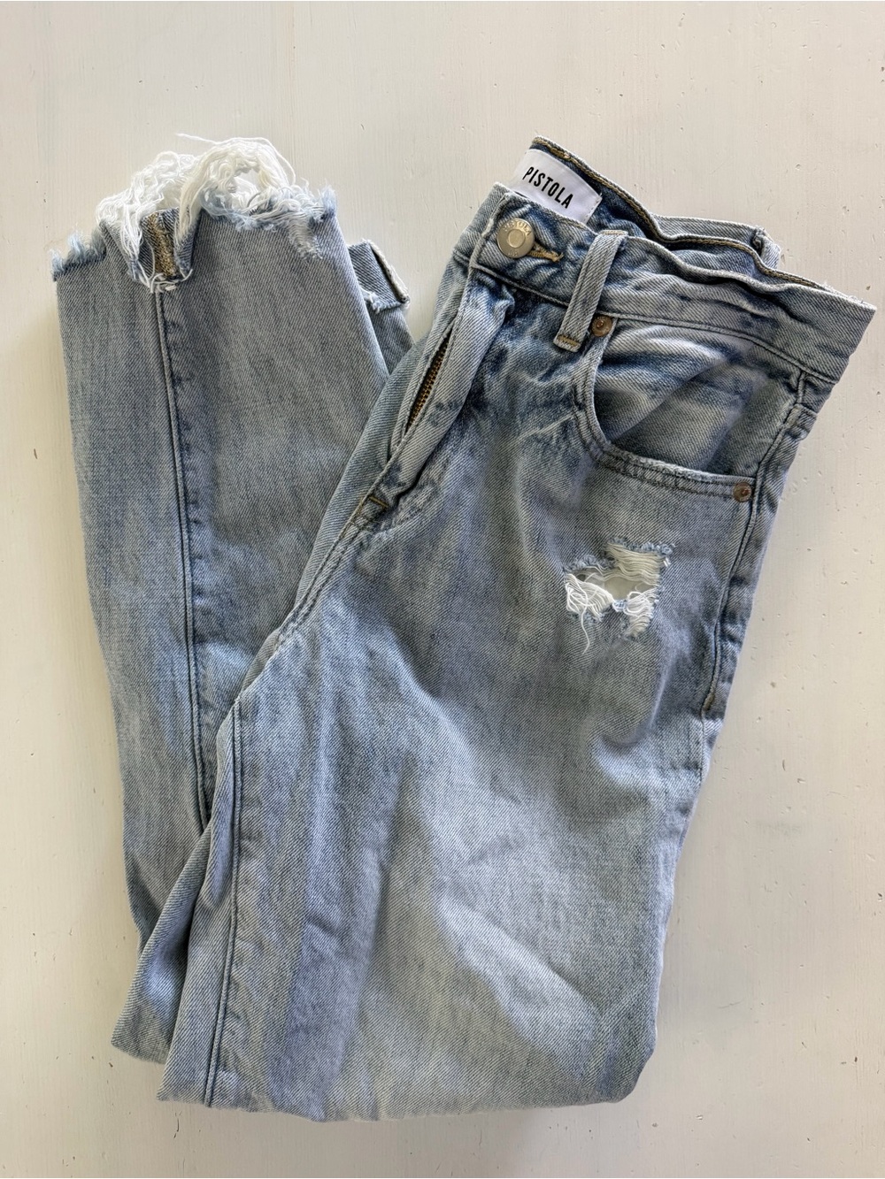 Pistola Straight Leg/skinny Distressed Jeans Size 26